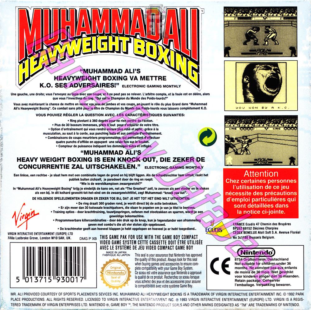 Muhammad Ali Heavyweight Boxing FAH Back of the box