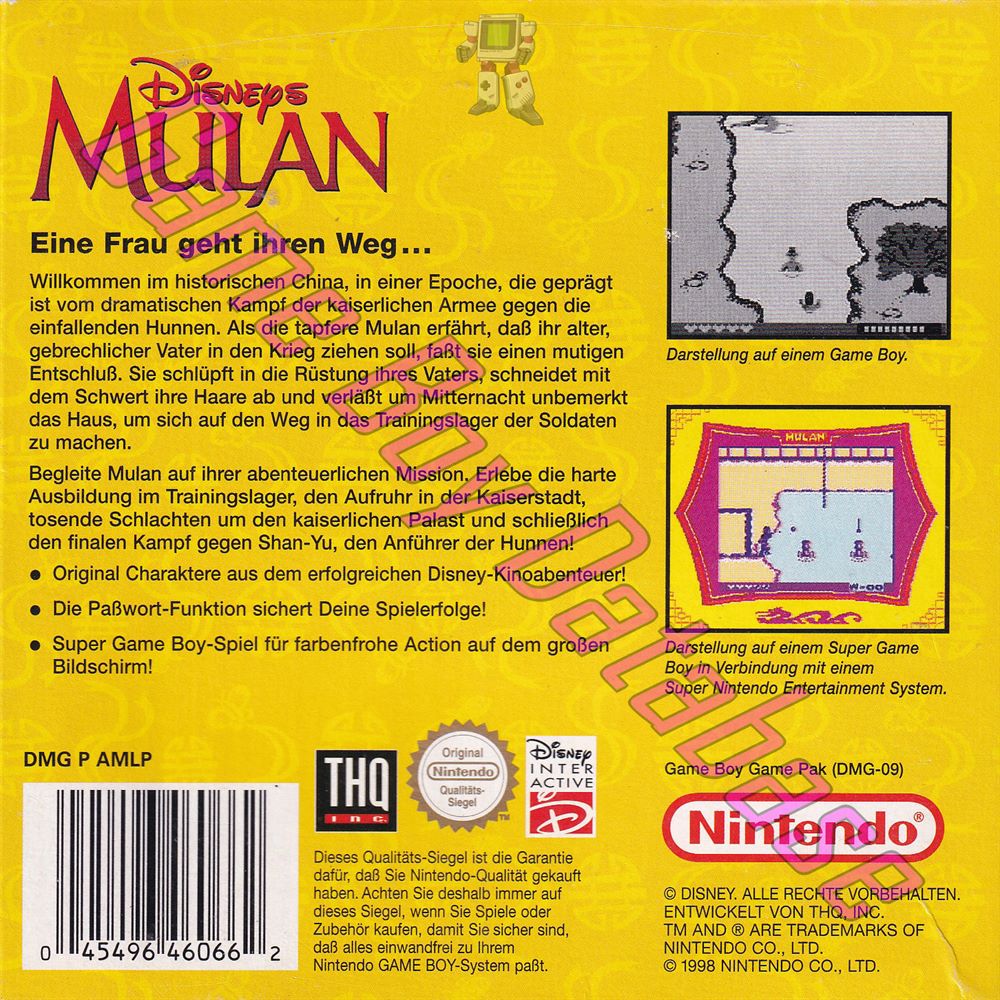 Mulan (Disney's) NNOE Back of the box