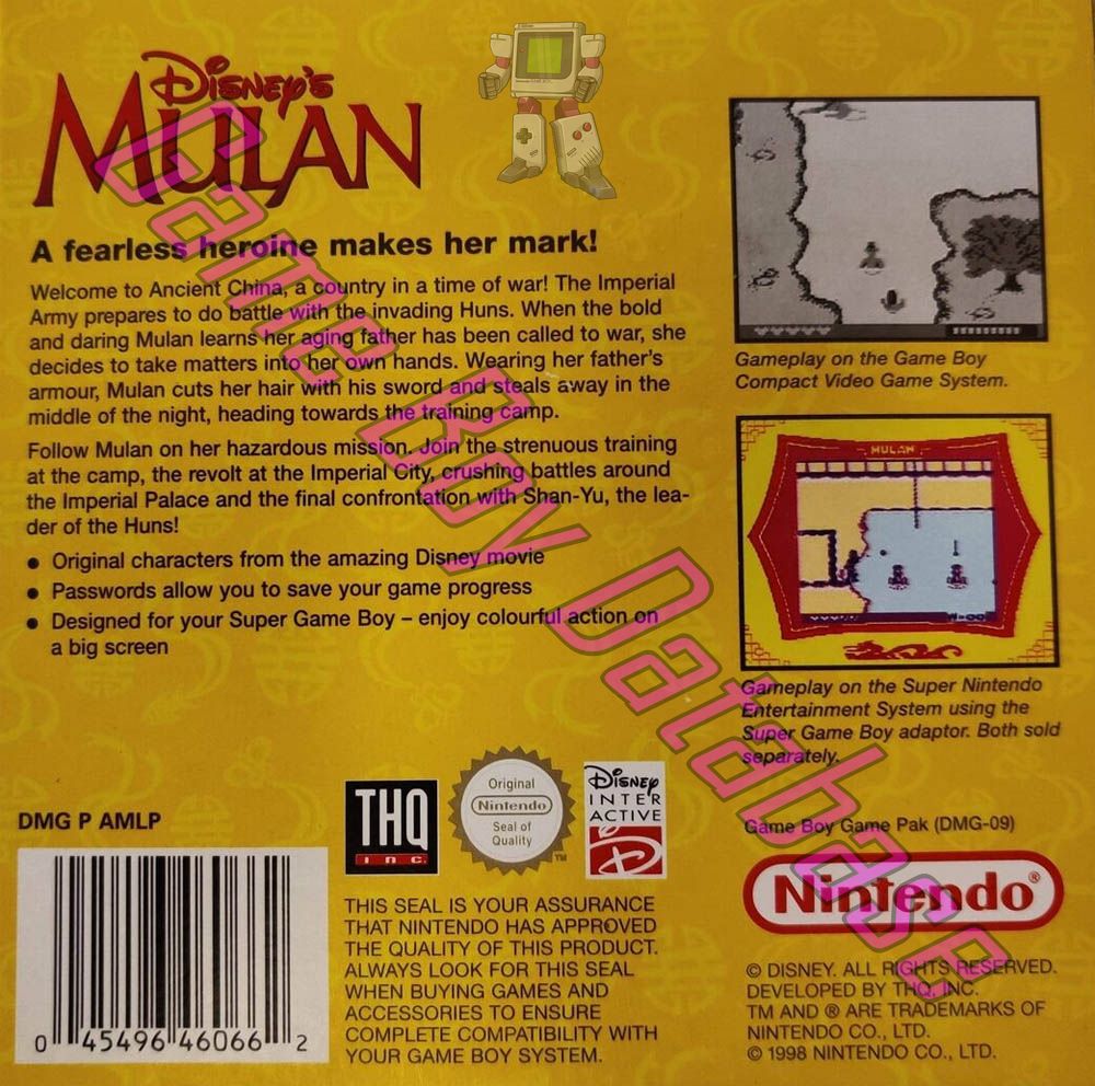 Mulan (Disney's) NUKV Back of the box