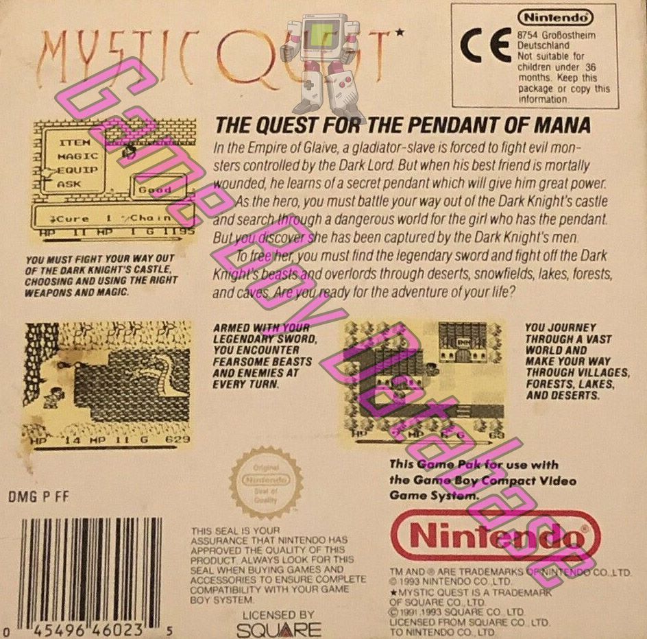 Mystic Quest UKV Back of the box