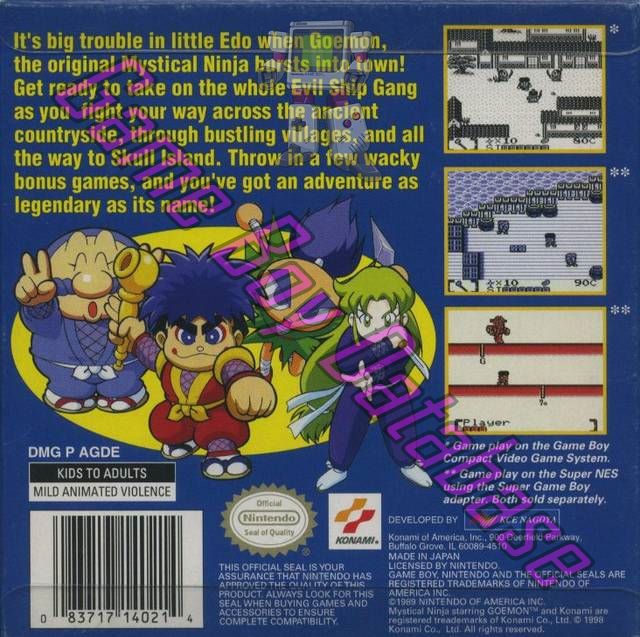 Mystical Ninja Starring Goemon USA Back of the box