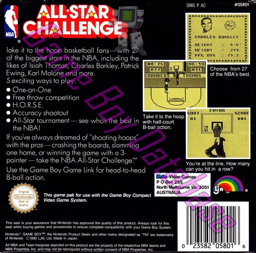 NBA All-Star Challenge AUS Back of the box