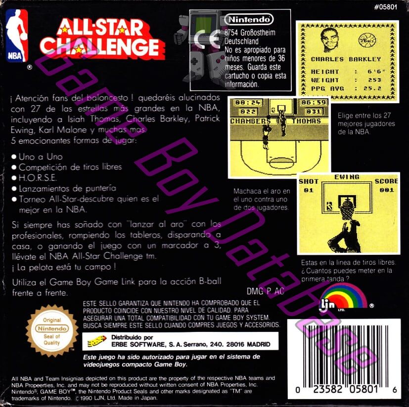 NBA All-Star Challenge ESP Back of the box