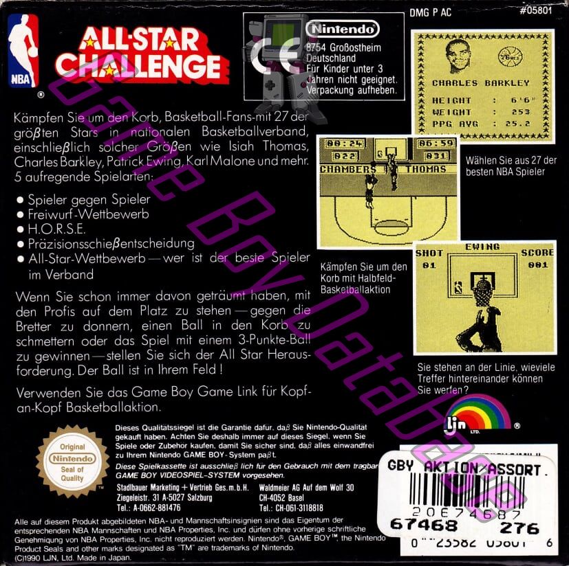 NBA All-Star Challenge FRG Back of the box