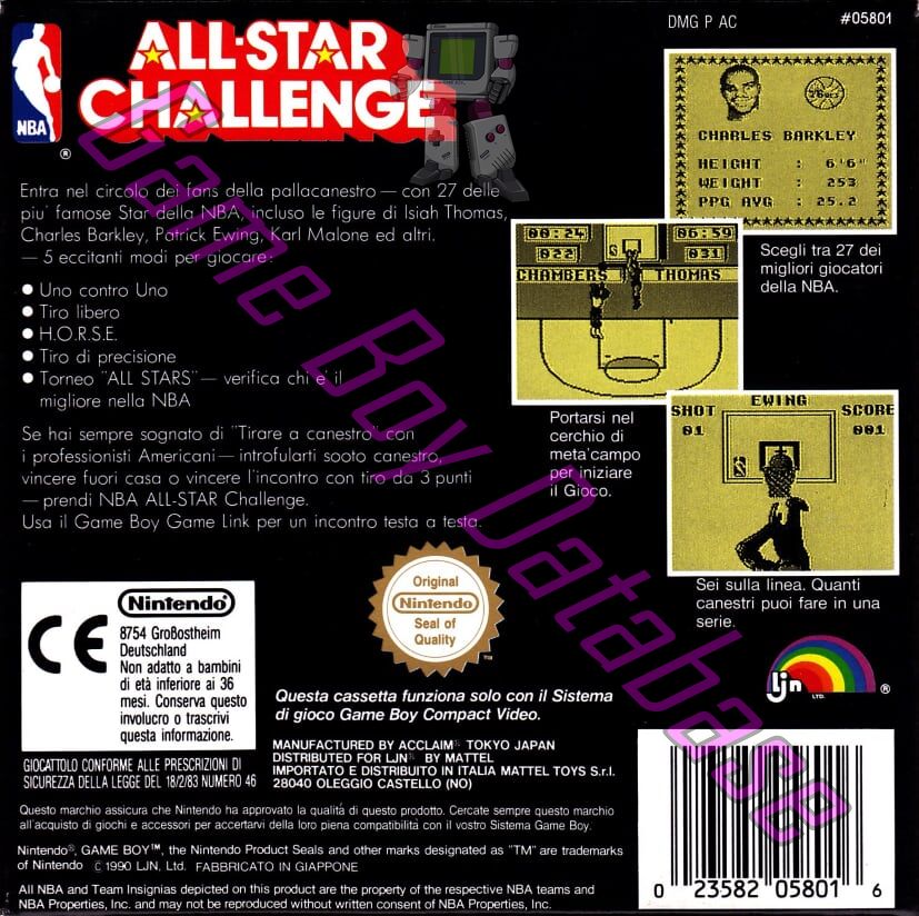 NBA All-Star Challenge ITA Back of the box