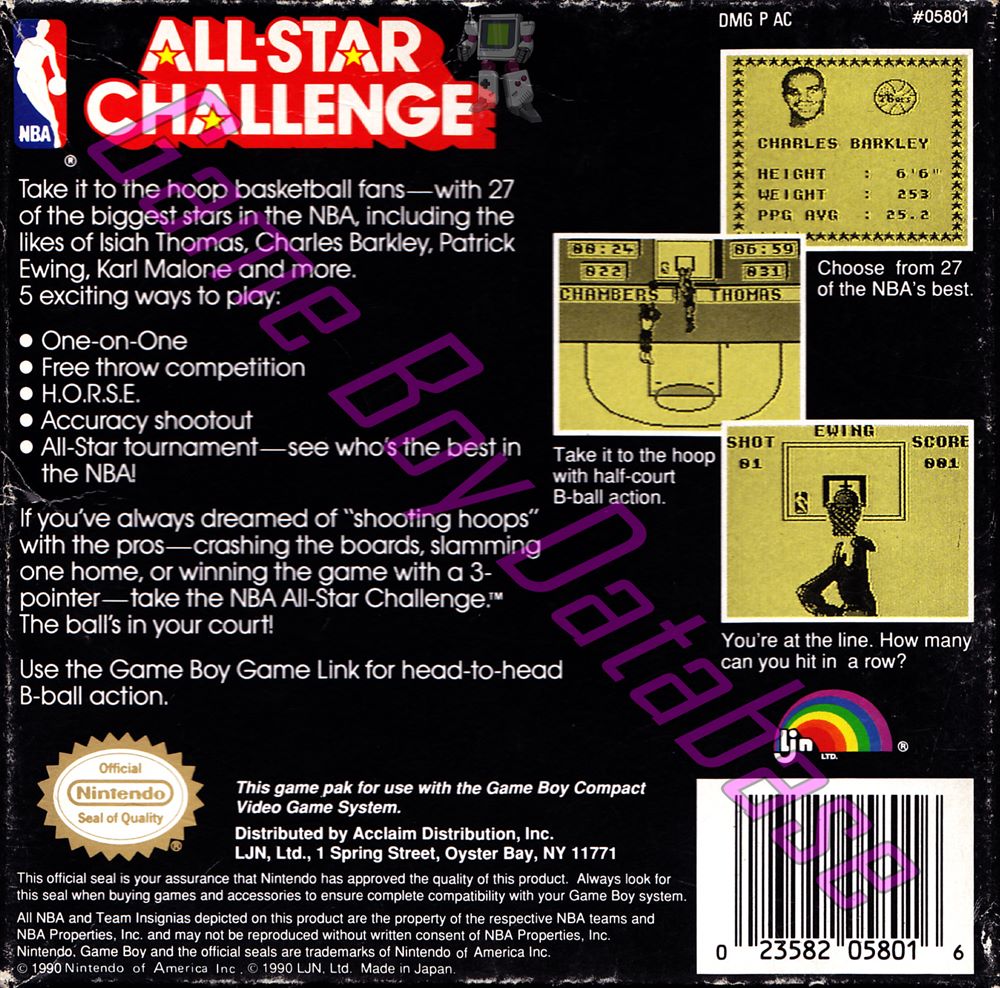 NBA All-Star Challenge USA Back of the box