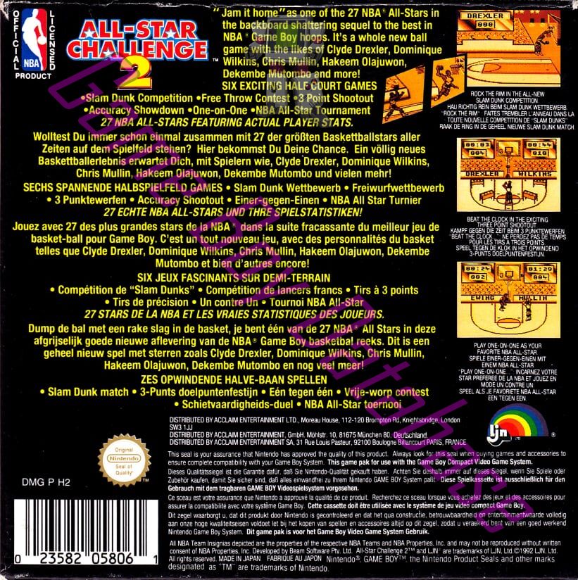 NBA All-Star Challenge 2 FAH Back of the box