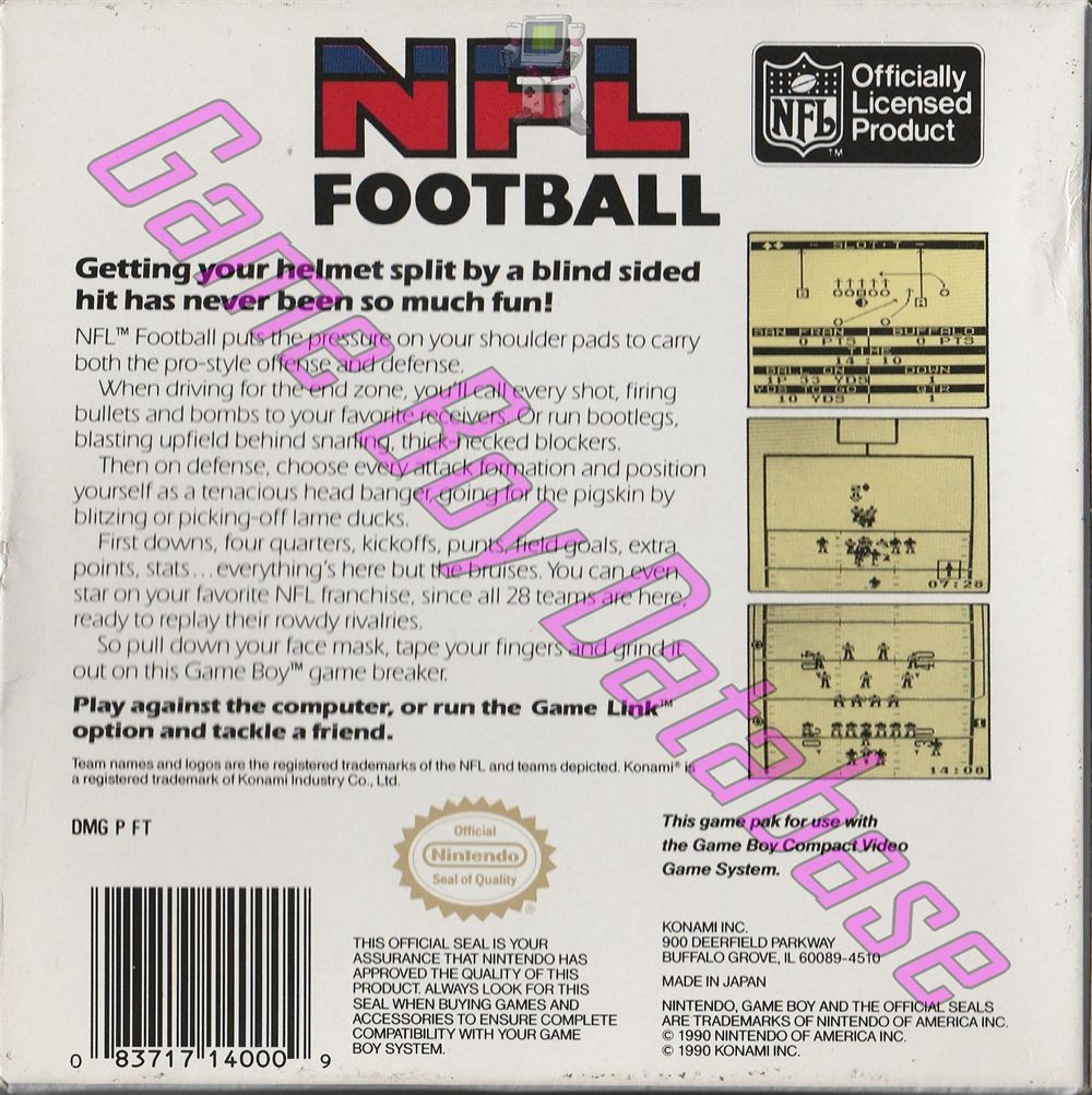 NFL Football USA Back of the box