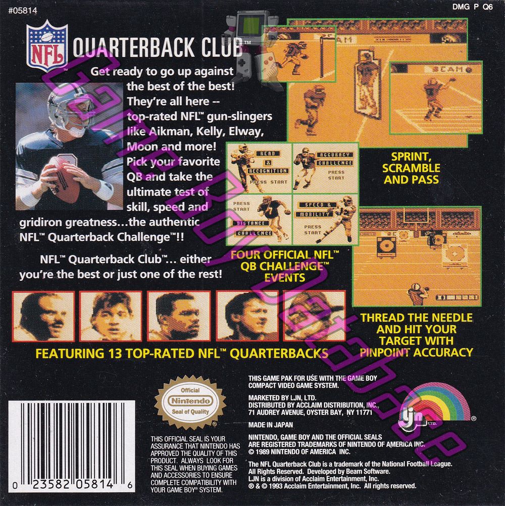 NFL Quarterback Club USA Back of the box