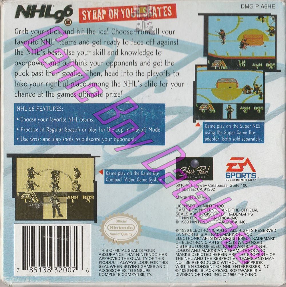 NHL 96 USA Back of the box