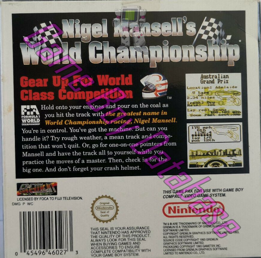 Nigel Mansell’s World Championship AUS Back of the box