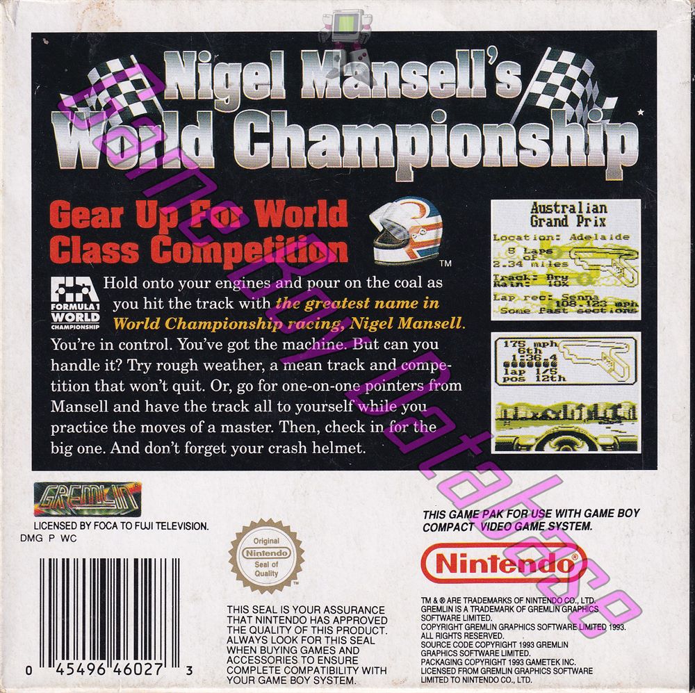 Nigel Mansell’s World Championship AUS-1 Back of the box