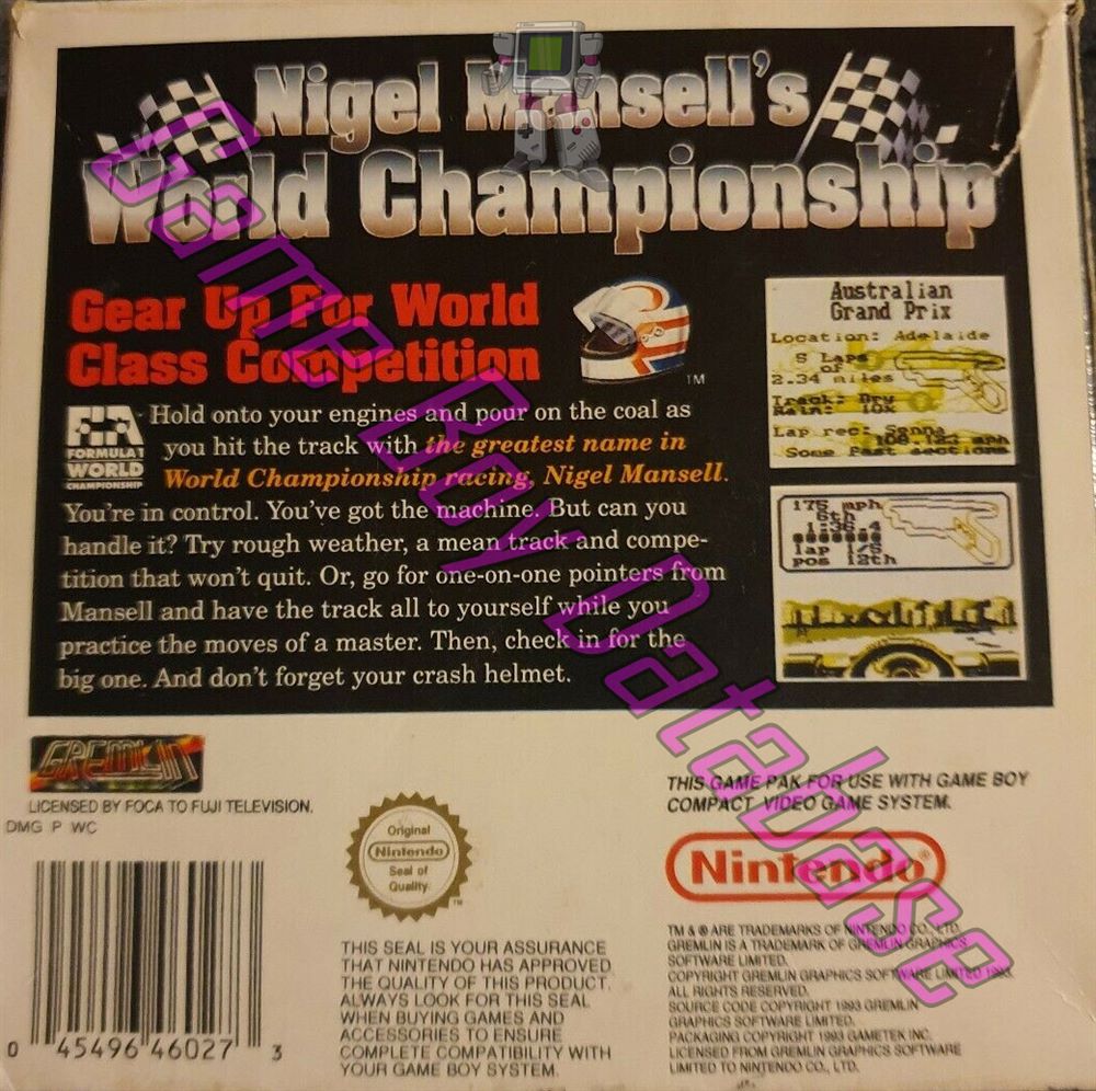 Nigel Mansell’s World Championship AUS-2 Back of the box