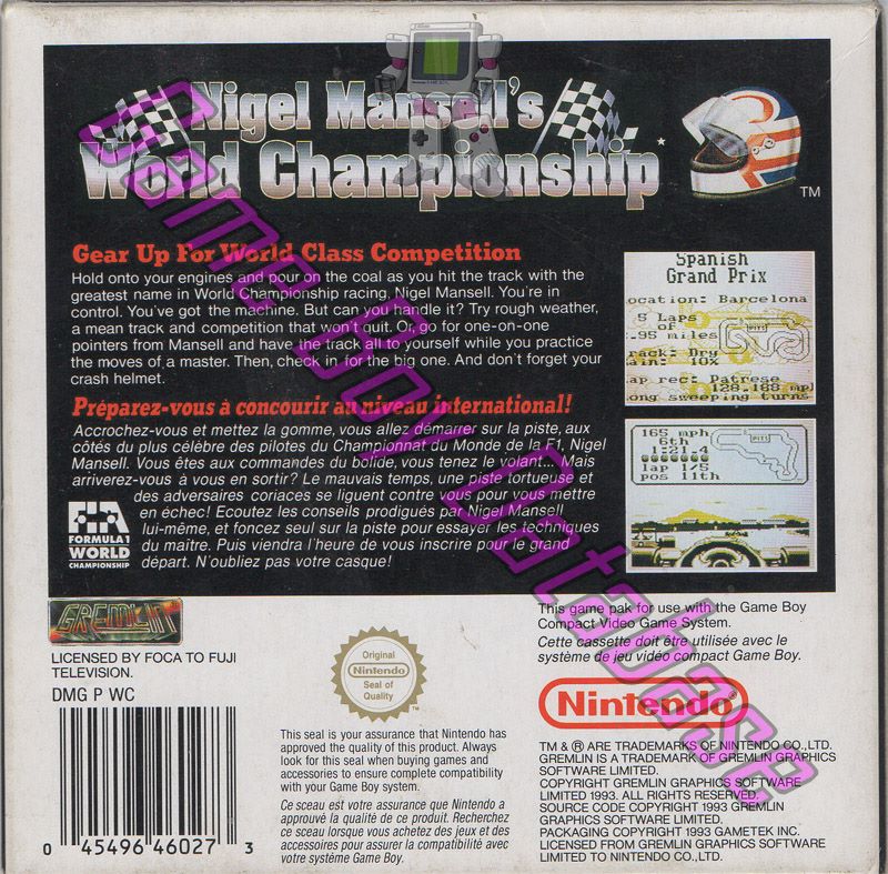 Nigel Mansell’s World Championship FAH Back of the box