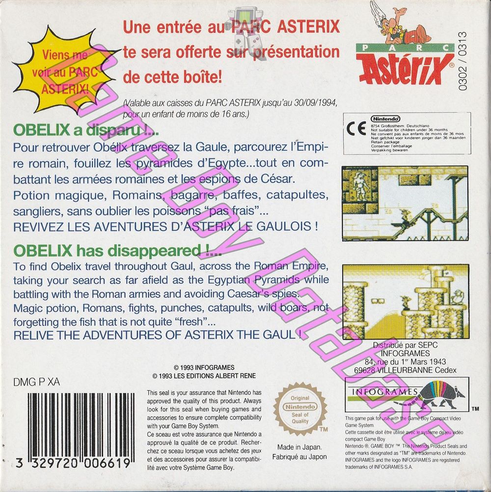 Astérix FAH-1 Back of the box