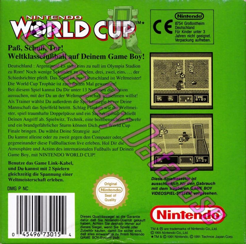 Nintendo World Cup FRG Back of the box