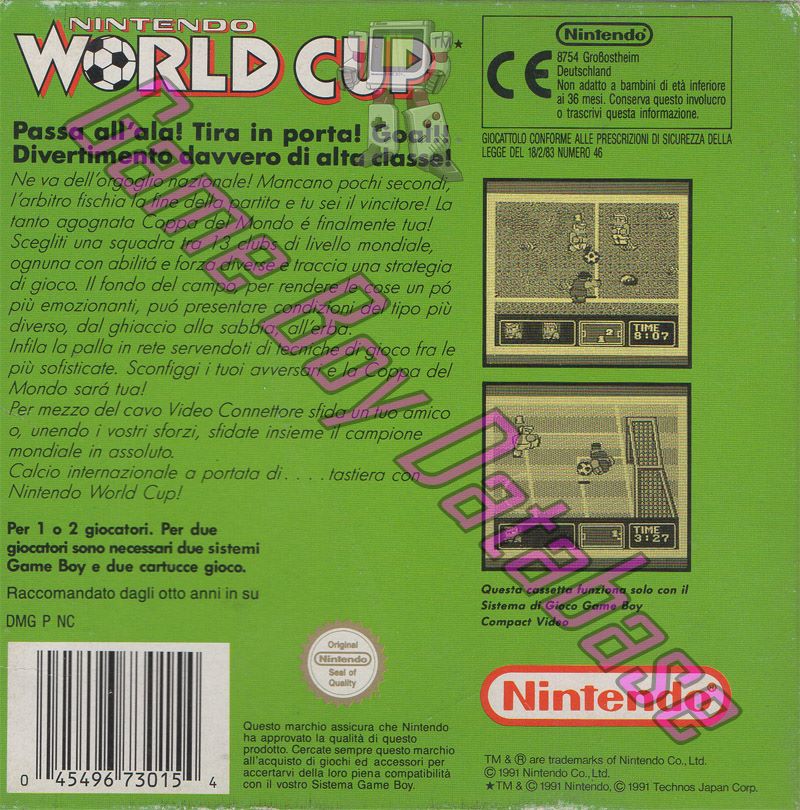 Nintendo World Cup ITA Back of the box