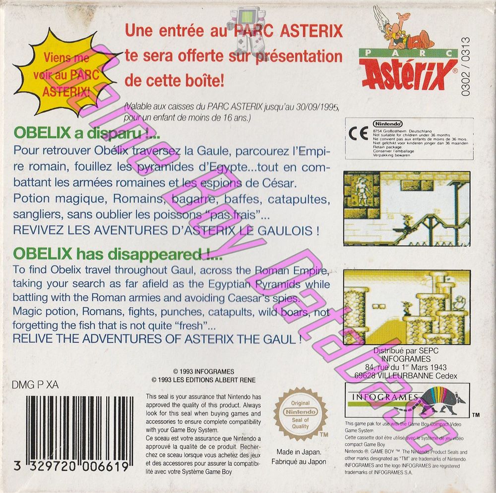 Astérix FAH-2 Back of the box