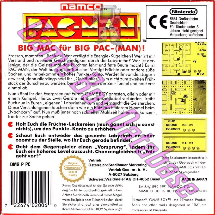 Pac-Man FRG Back of the box