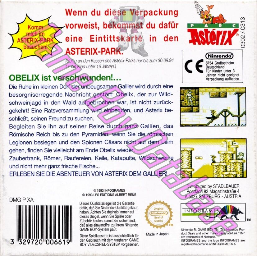 Astérix FRG Back of the box