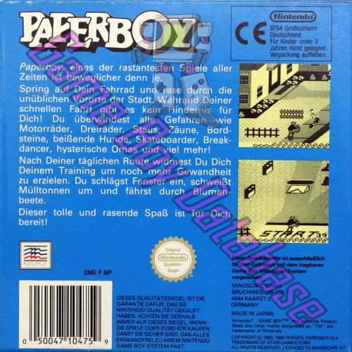 Paperboy NOE Back of the box