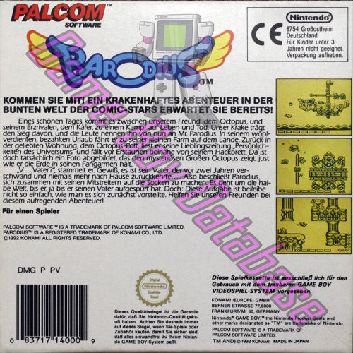 Parodius NOE Back of the box