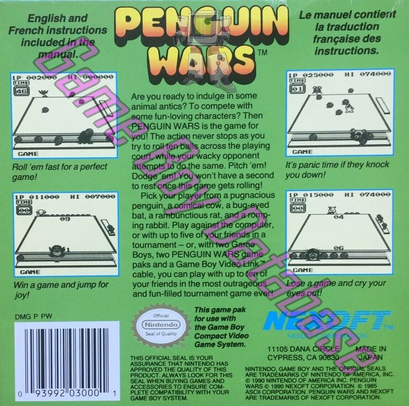 Penguin Wars USA Back of the box