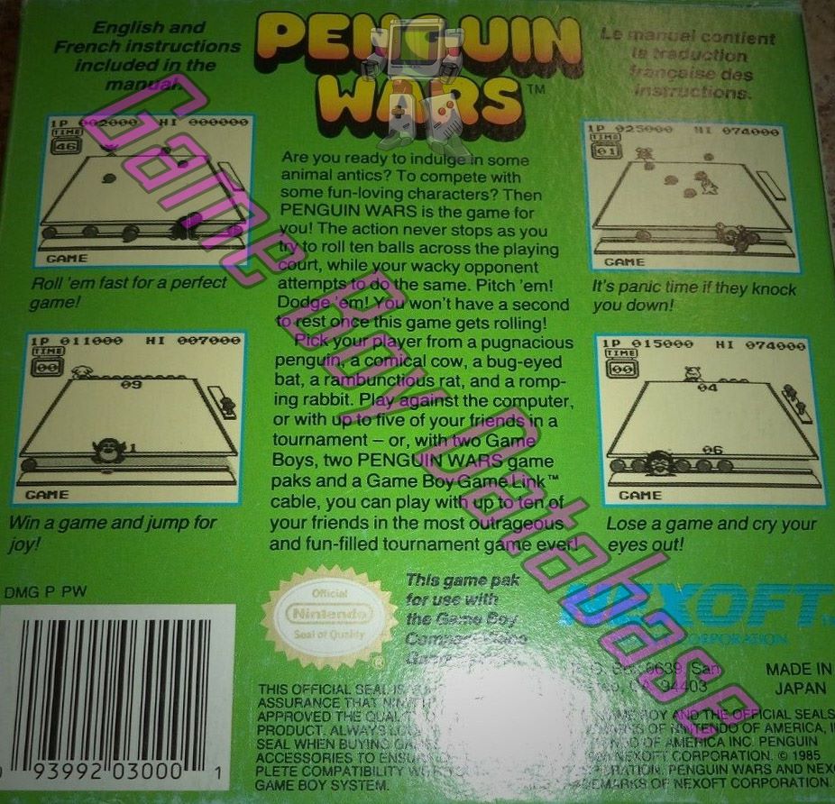 Penguin Wars USA-1 Back of the box