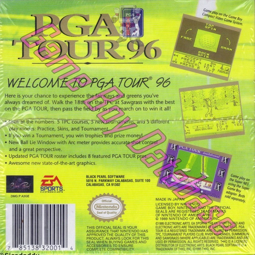 PGA Tour 96 USA Back of the box