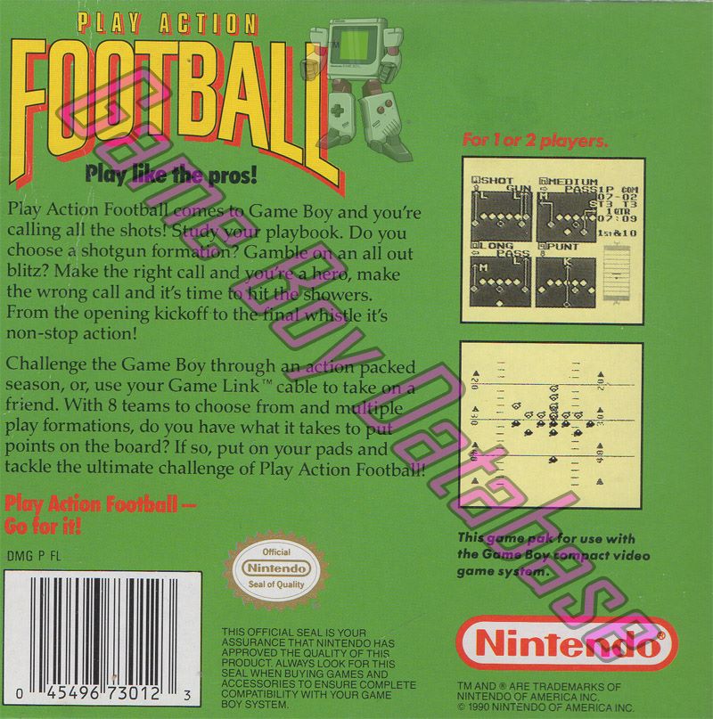 Play Action Football USA Back of the box