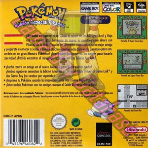 Pokemon Edicion amarilla NESP Back of the box