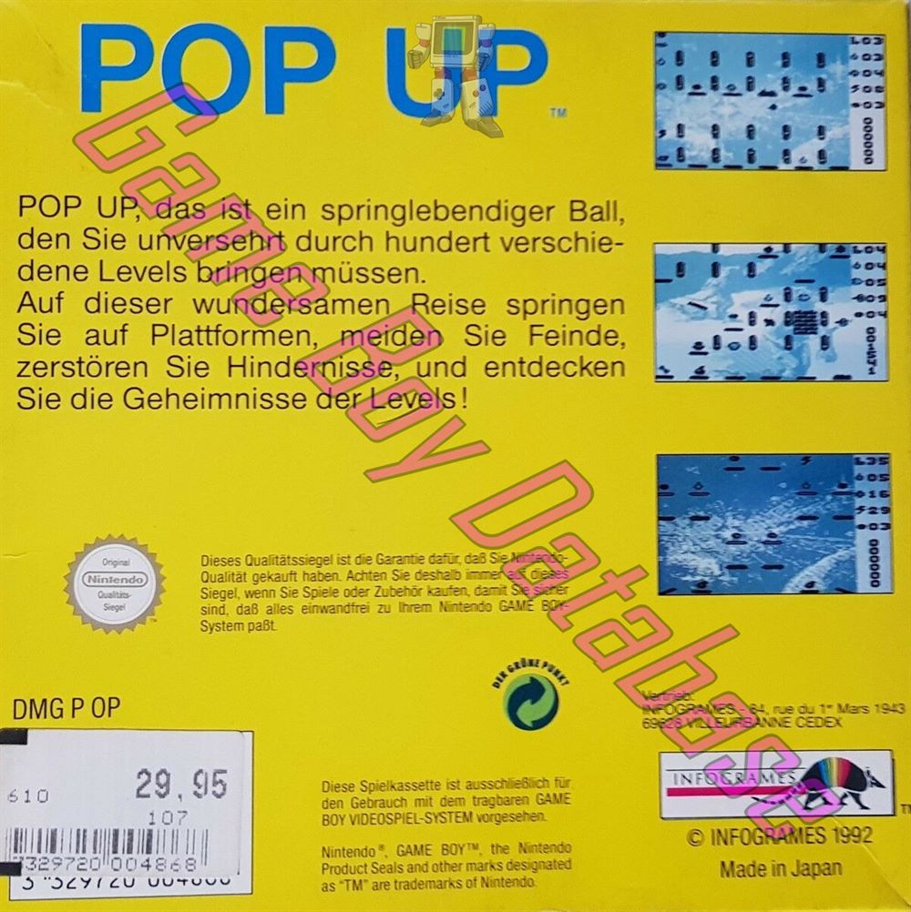 Pop Up NOE-1 Back of the box