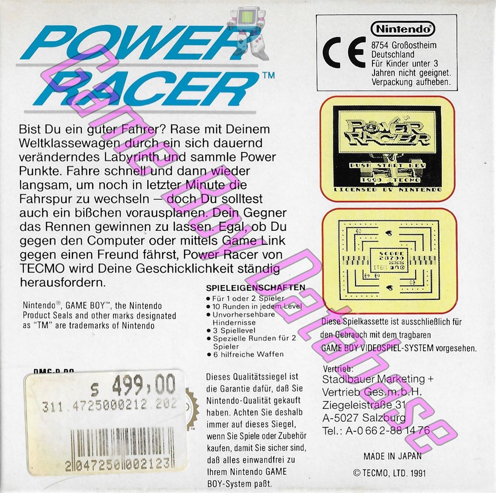 Power Racer FRG Back of the box