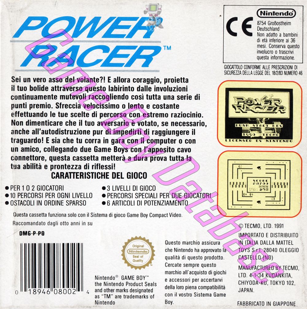 Power Racer ITA Back of the box