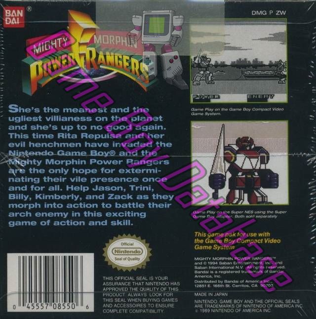 Power rangers USA Back of the box