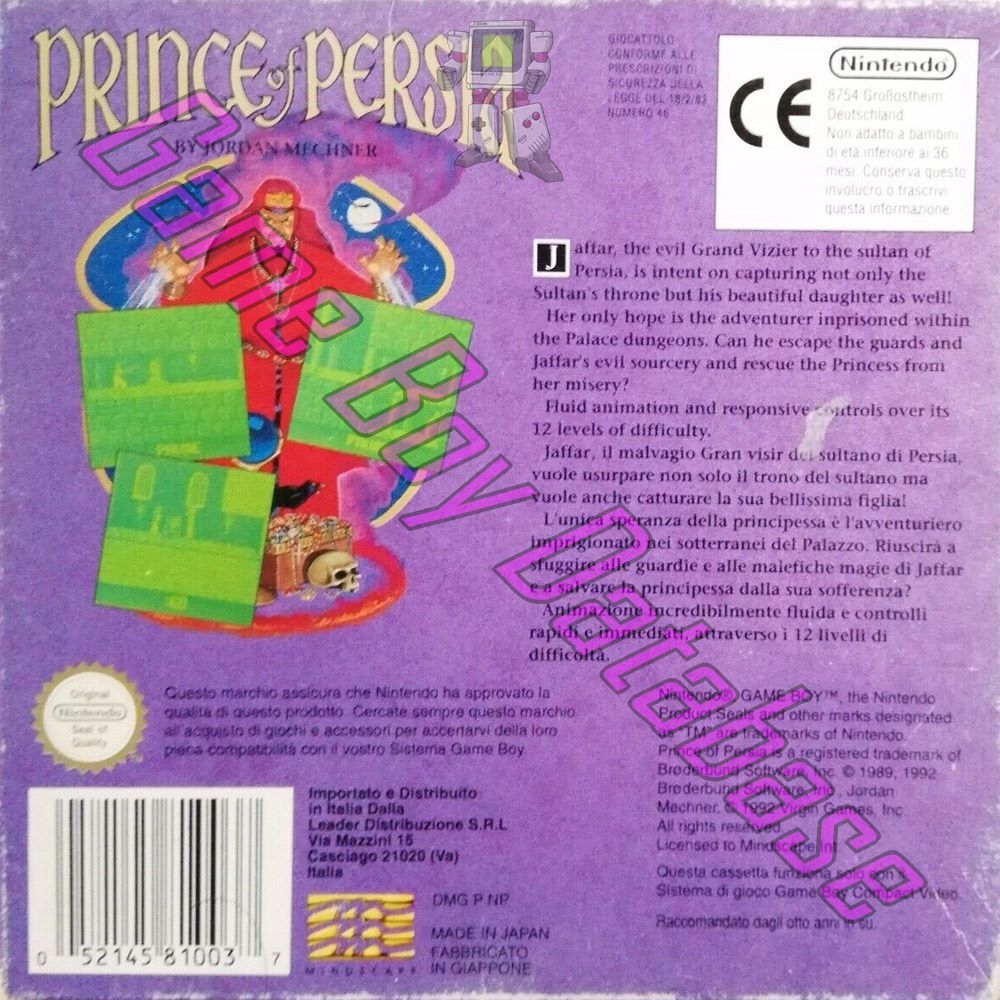 Prince of Persia ITA Back of the box