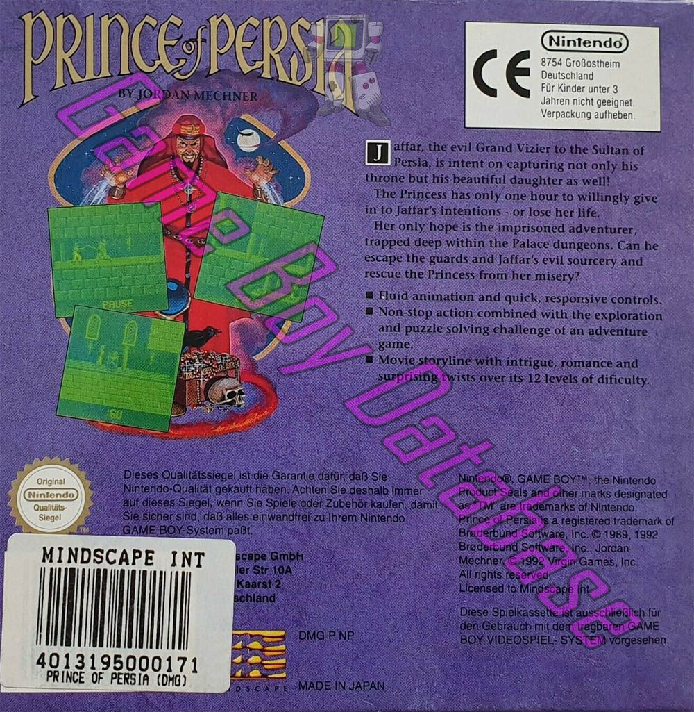 Prince of Persia NOE Back of the box