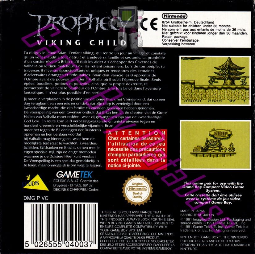 Prophecy Viking Child FAH Back of the box