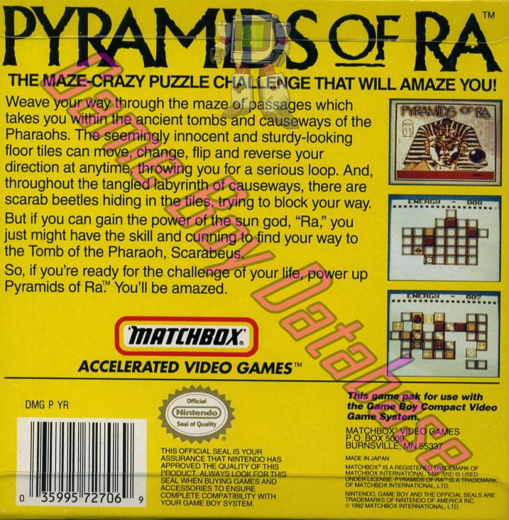 Pyramids of Ra USA Back of the box