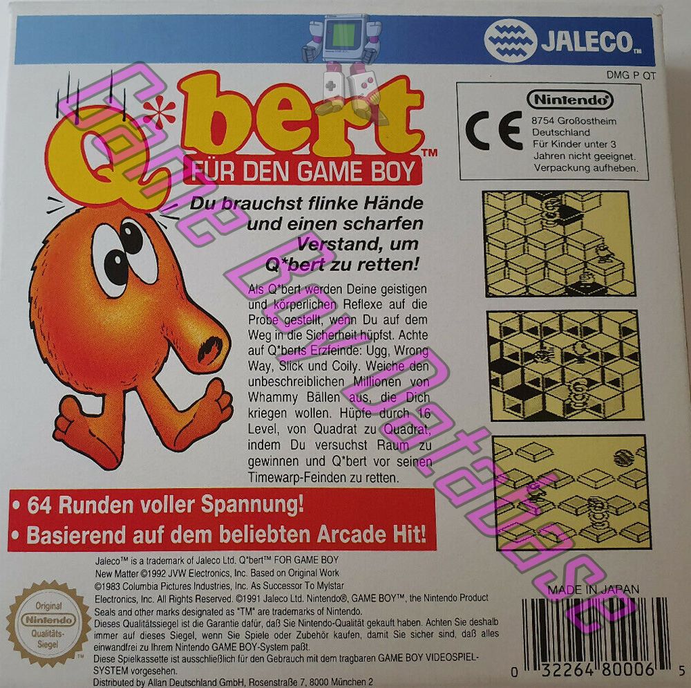 Q*Bert NOE Back of the box