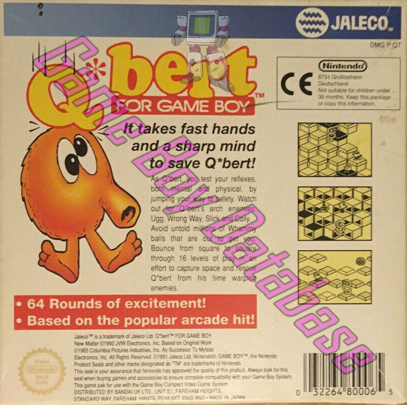 Q*Bert UKV Back of the box