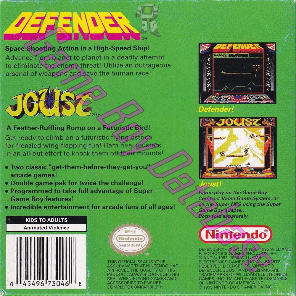 Arcade Classic no.4 Defender - Joust USA Back of the box