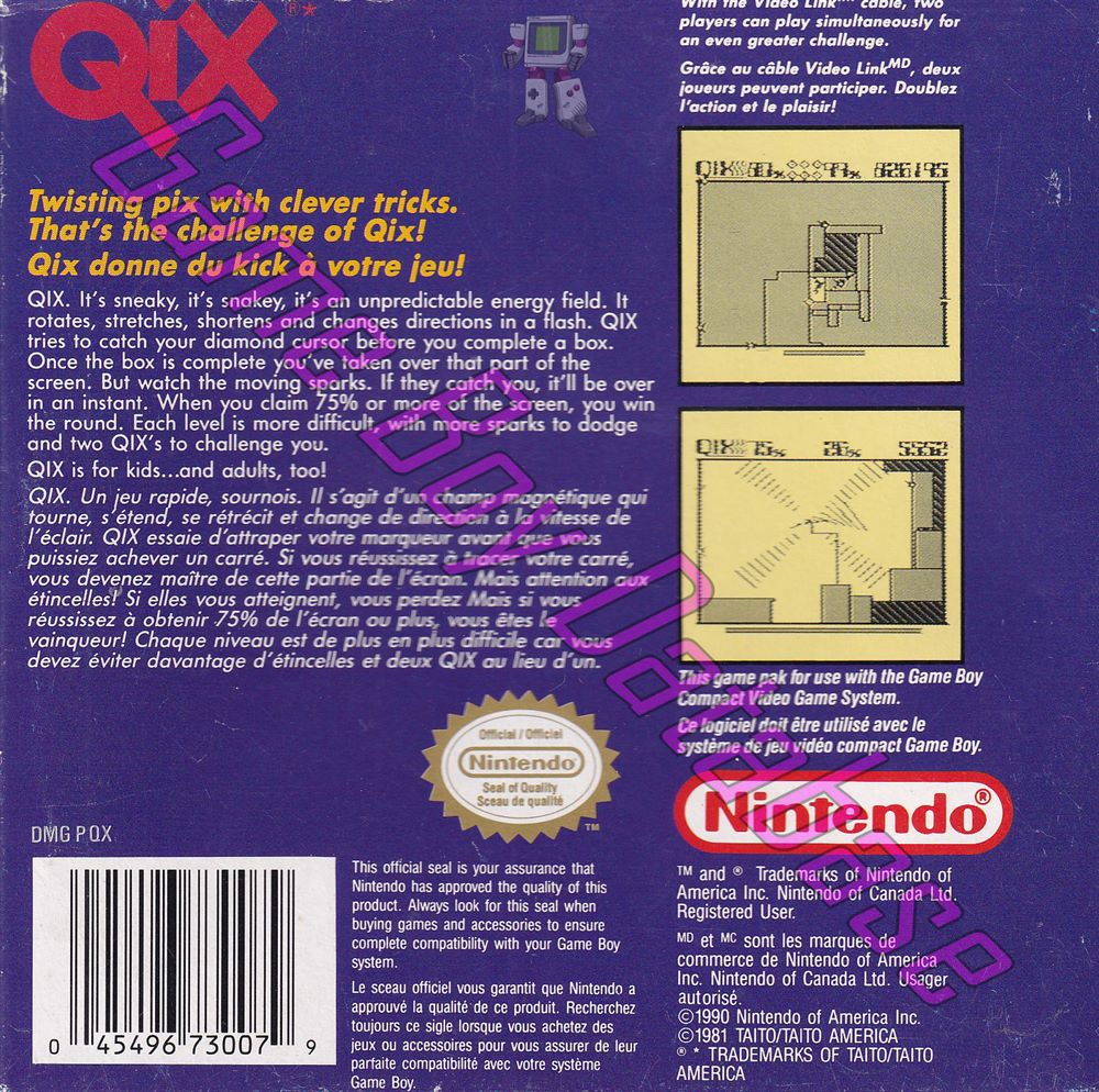 Qix CAN Back of the box