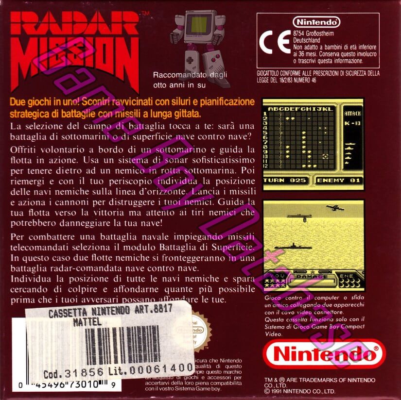 Radar Mission ITA Back of the box