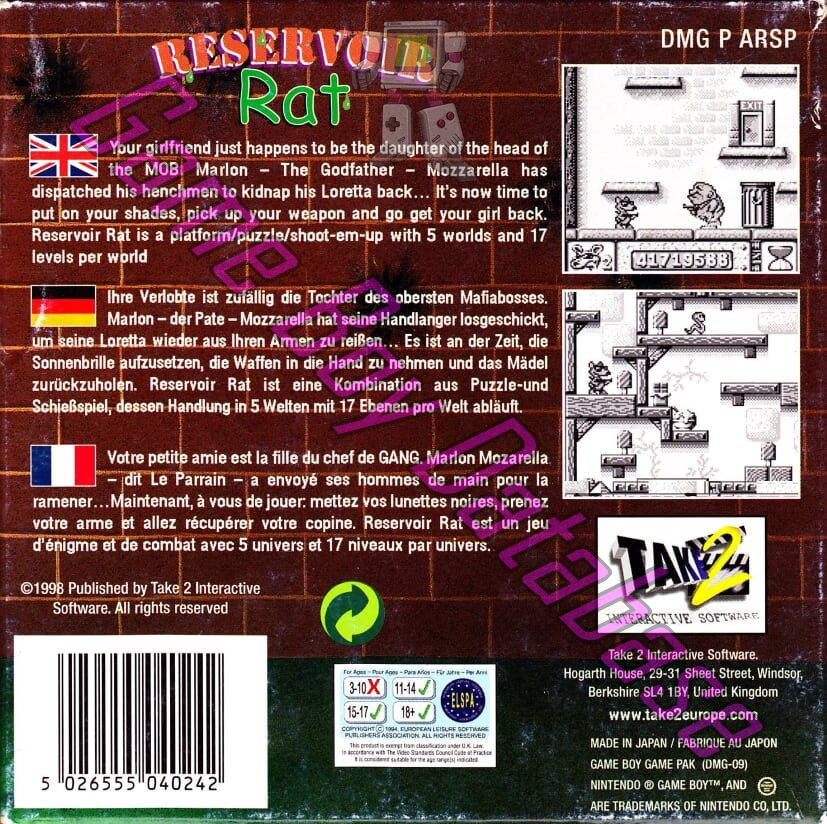 Reservoir Rat EUR Back of the box