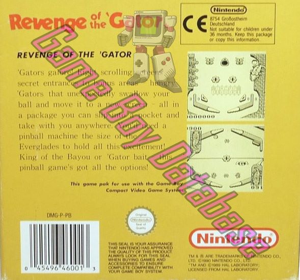 Revenge of the Gator SCN Back of the box