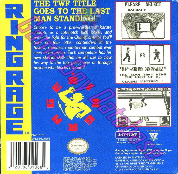 Ring Rage USA Back of the box