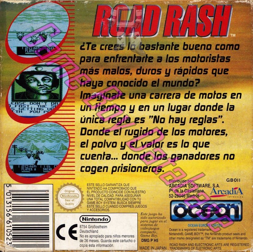 Road Rash ESP Back of the box