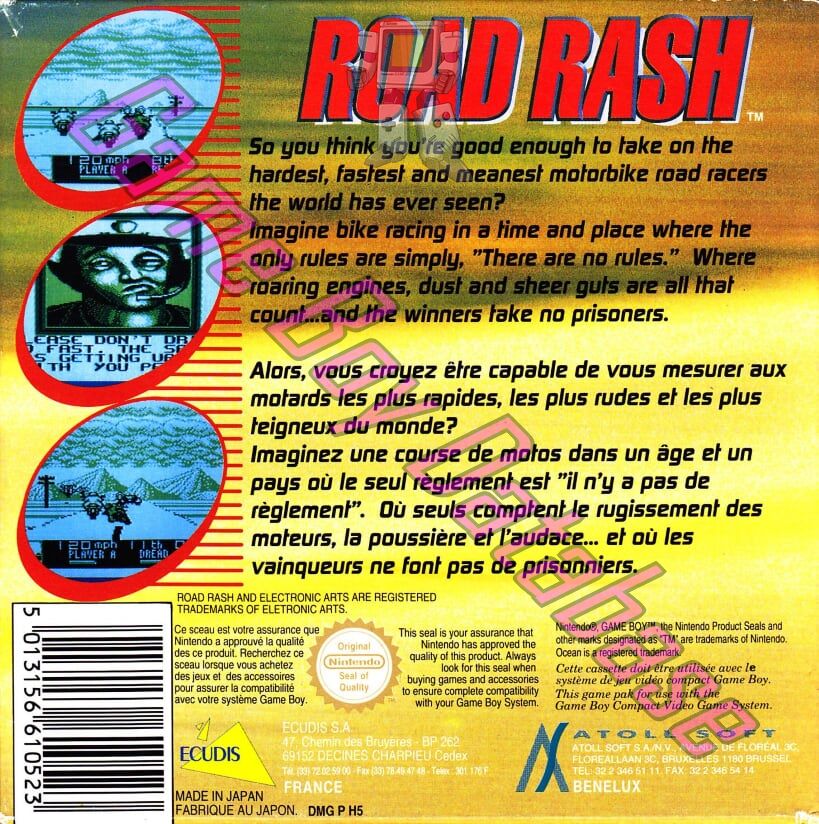 Road Rash FAH Back of the box