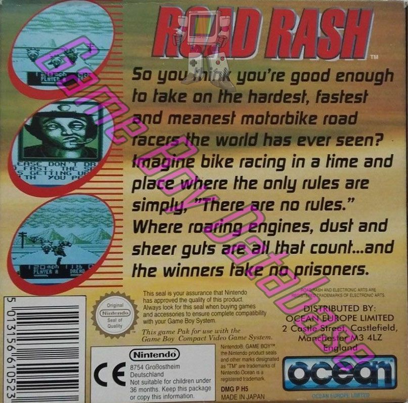 Road Rash UKV Back of the box